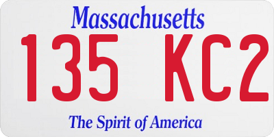 MA license plate 135KC2