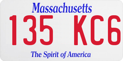 MA license plate 135KC6