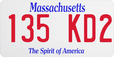 MA license plate 135KD2