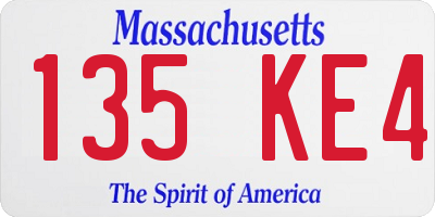 MA license plate 135KE4