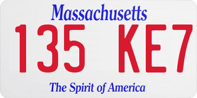 MA license plate 135KE7