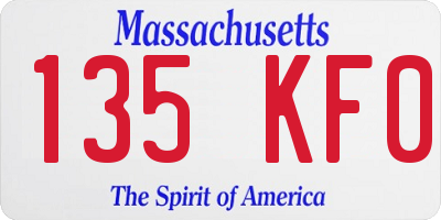 MA license plate 135KF0