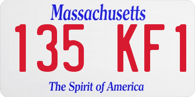MA license plate 135KF1
