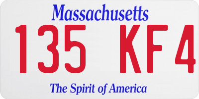 MA license plate 135KF4