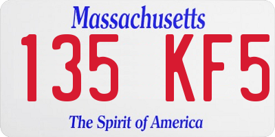 MA license plate 135KF5