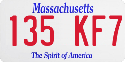 MA license plate 135KF7