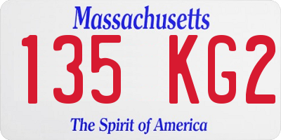 MA license plate 135KG2