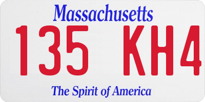 MA license plate 135KH4
