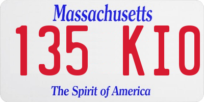 MA license plate 135KI0