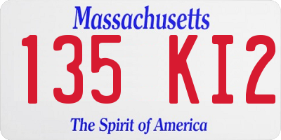MA license plate 135KI2
