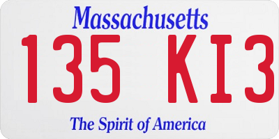 MA license plate 135KI3