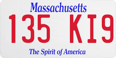 MA license plate 135KI9