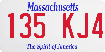 MA license plate 135KJ4