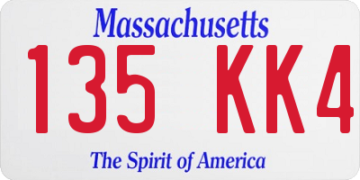 MA license plate 135KK4