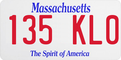 MA license plate 135KL0