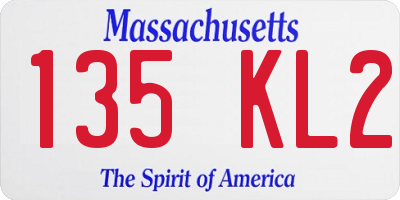 MA license plate 135KL2