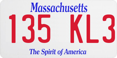MA license plate 135KL3