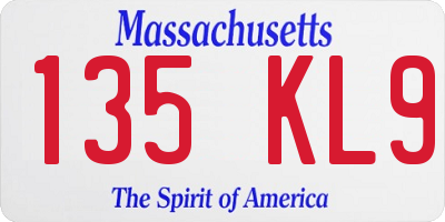 MA license plate 135KL9
