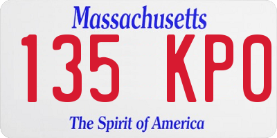 MA license plate 135KP0