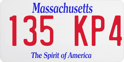 MA license plate 135KP4