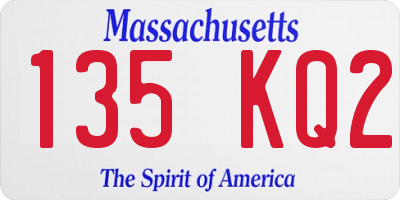MA license plate 135KQ2