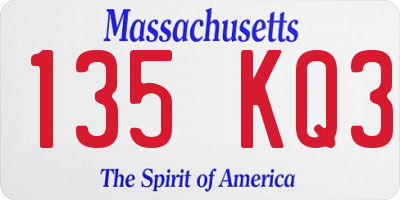 MA license plate 135KQ3