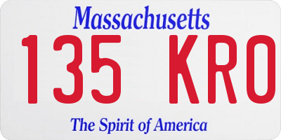 MA license plate 135KR0