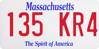 MA license plate 135KR4