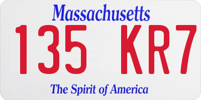 MA license plate 135KR7
