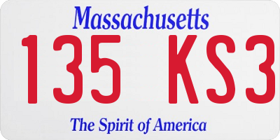 MA license plate 135KS3