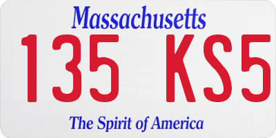 MA license plate 135KS5