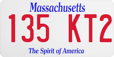 MA license plate 135KT2