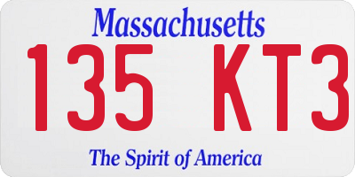 MA license plate 135KT3