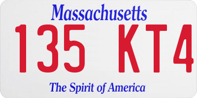 MA license plate 135KT4