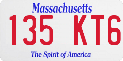MA license plate 135KT6