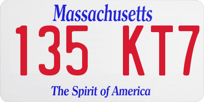 MA license plate 135KT7