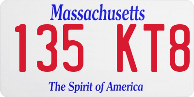 MA license plate 135KT8