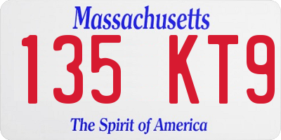 MA license plate 135KT9
