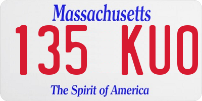 MA license plate 135KU0