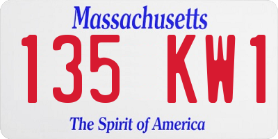 MA license plate 135KW1