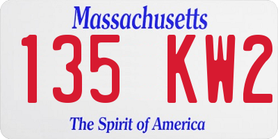 MA license plate 135KW2