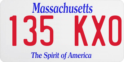 MA license plate 135KX0