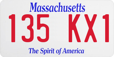 MA license plate 135KX1
