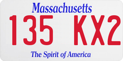 MA license plate 135KX2