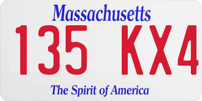 MA license plate 135KX4