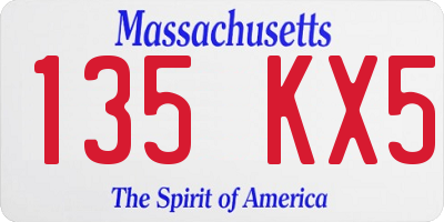 MA license plate 135KX5