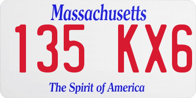 MA license plate 135KX6