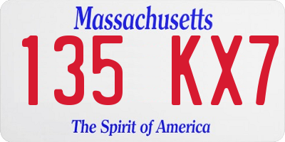 MA license plate 135KX7