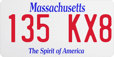 MA license plate 135KX8