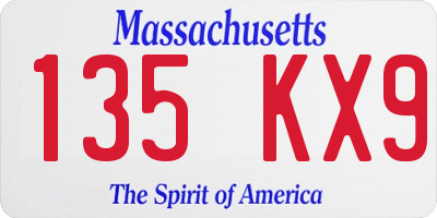 MA license plate 135KX9